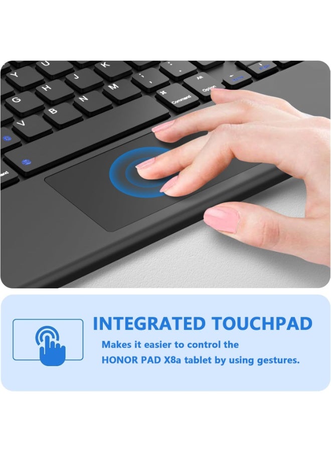 جراب كيبورد عربي/إنجليزي مع لوحة لمس لهونر Pad X8a مقاس 11 إنش (موديل 2024)، كيبورد بلوتوث مغناطيسي قابل للفصل مع تراكباد، غطاء حماية لهونر Pad X8a مع لوحة مفاتيح لاسلكية - Image 5